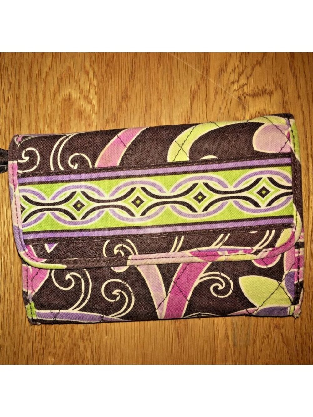 Vera Bradley "Purple Punch" Trifold Euro Wallet Change Purse Floral